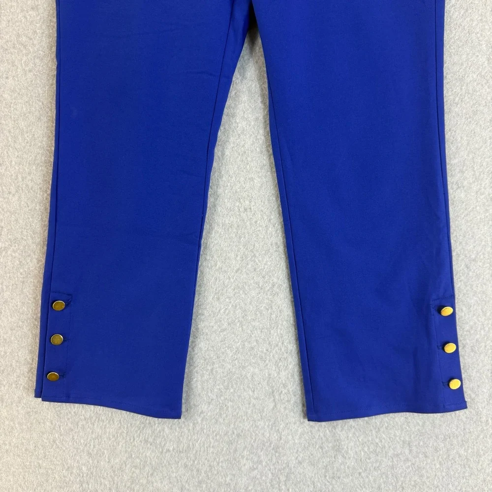 Tyler Boe‎ Royal Blue Ankle Pants Gold Button Career Casual Size 12 NWT
